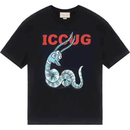 GUCCI T Shirts Men's Black Crew Neck Moderate Straight Fit