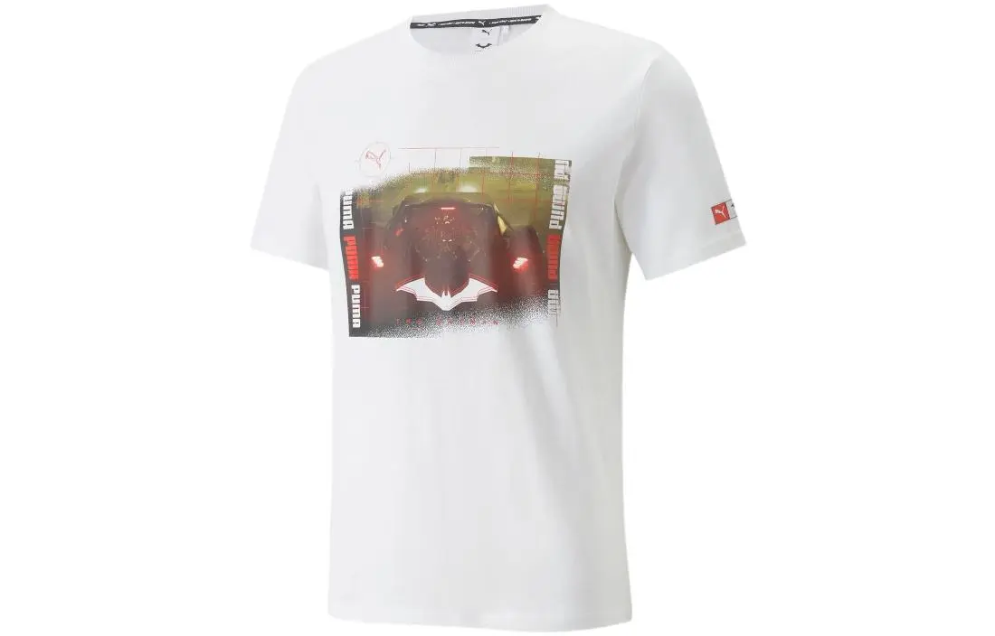 PUMA BATMAN T-Shirts Men's White Crew Neck Moderate Straight Fit