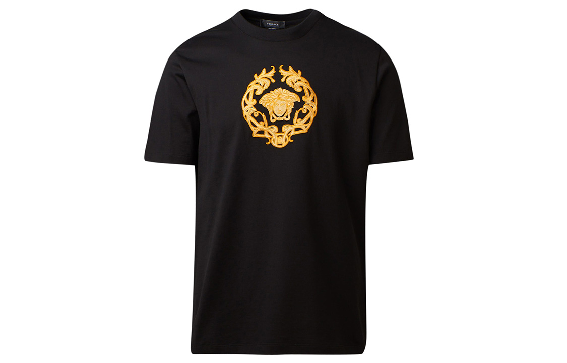 VERSACE Versace, golden black short sleeve T-shirt, with embroidery