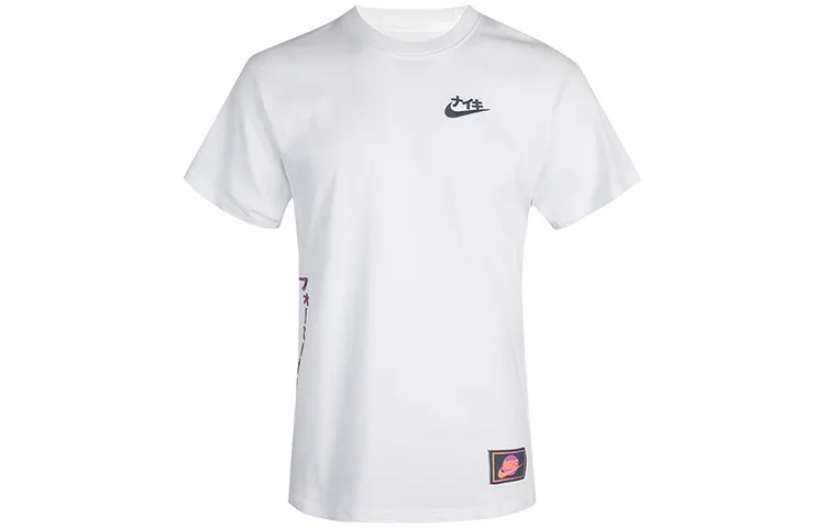 Nike T-Shirts Men's White Crew Neck Moderate Straight Fit