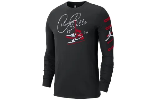 Jordan T Shirts Men's Black Crew Neck Moderate Straight Fit