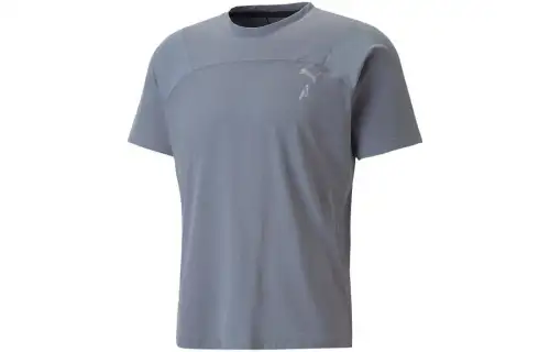 PUMA T Shirts Men's Gray Crew Neck Moderate Straight Fit