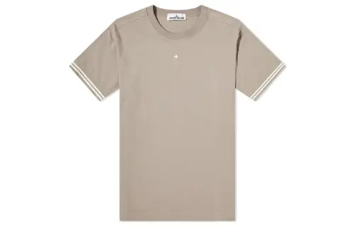 STONE ISLAND T Shirts Men's Khaki Crew Neck Moderate Straight Fit