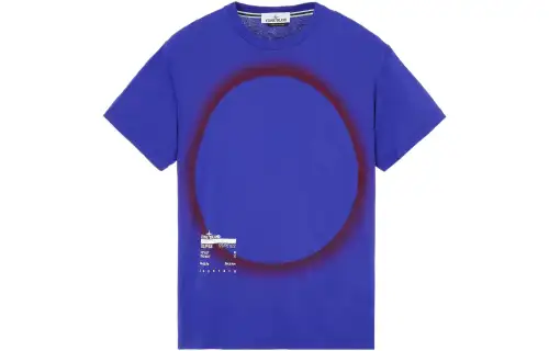 STONE ISLAND T Shirts Men's Royal Blue Crew Neck Moderate Straight Fit