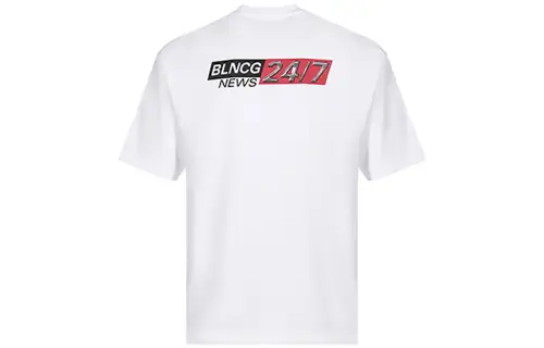 Balenciaga T Shirts Men's White Crew Neck Moderate Straight Fit