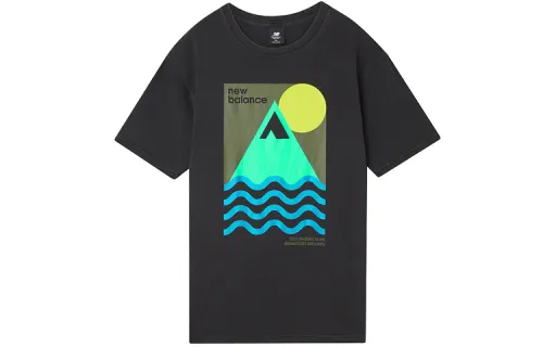 New Balance T Shirts Men's Black Crew Neck Moderate Straight Fit