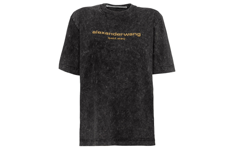 Alexander wang SS21 logo decorated short-sleeved round neck T-shirt, same style for men and women, black