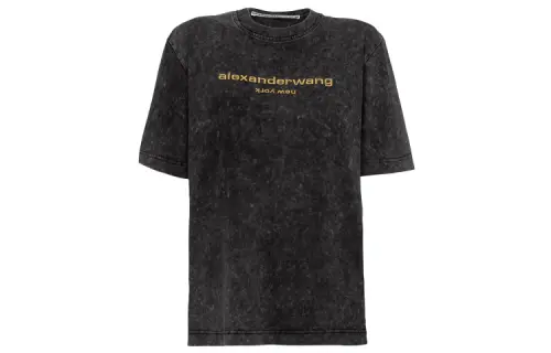 Alexander wang SS21 logo decorated short-sleeved round neck T-shirt, same style for men and women, black