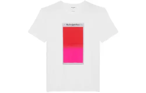 SAINT LAURENT T Shirts Unisex White Crew Neck Moderate Straight Fit