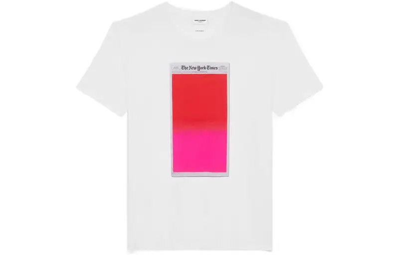 SAINT LAURENT T Shirts Unisex White Crew Neck Moderate Straight Fit