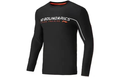 Li Ning T Shirts Men's Black Crew Neck Moderate Straight Fit