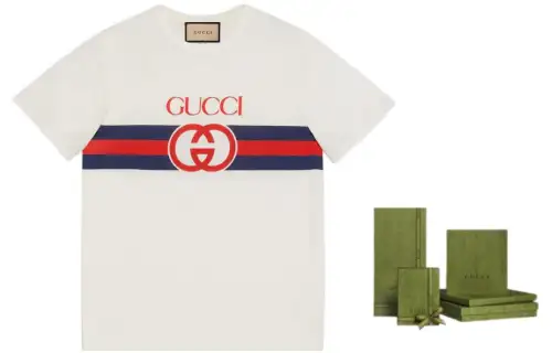 GUCCI T Shirts Men's Gift Box Set White Crew Neck Moderate Straight Fit