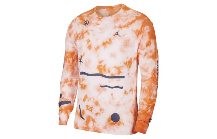 Jordan T-Shirts Men's Orange Crew Neck Moderate Straight Fit