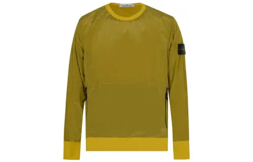 STONE ISLAND T Shirts Men's Yellow Crew Neck Moderate Straight Fit
