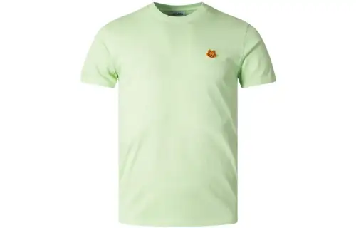 KENZO T Shirts Men's Light Green Crew Neck Moderate Straight Fit
