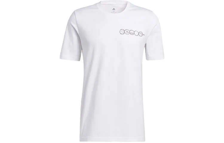 Adidas T-Shirts Men's White Crew Neck Moderate Straight Fit