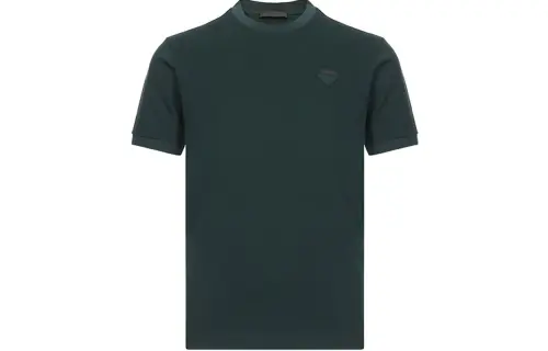 PRADA T Shirts Men's Brown Green Crew Neck Moderate Straight Fit