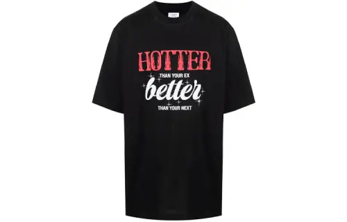 Vetements T Shirts Unisex Black Crew Neck Moderate Straight Fit