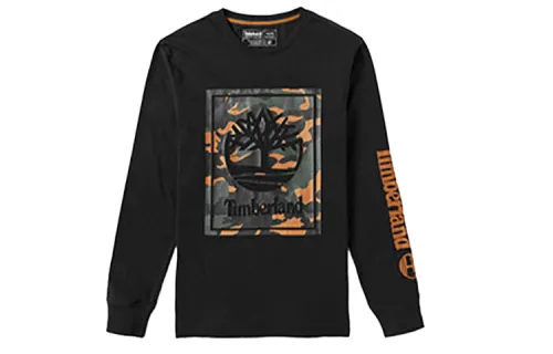 Timberland T Shirts Men's Black Crew Neck Moderate Straight Fit
