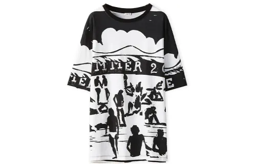 LOEWE T Shirts Men's Black/White Crew Neck Moderate Straight Fit