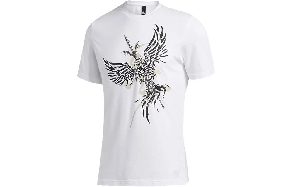 Adidas T-Shirts Men's White Crew Neck Moderate Straight Fit