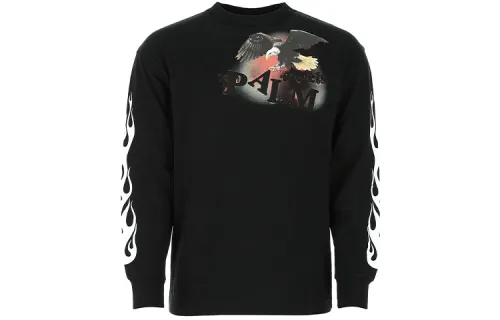PALM ANGELS T Shirts Men's Black Crew Neck Moderate Straight Fit