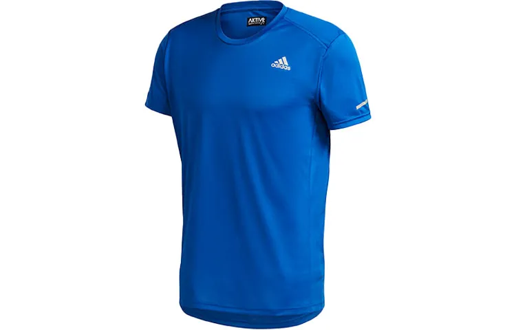 Adidas T-Shirts Men's Blue Crew Neck Moderate Straight Fit