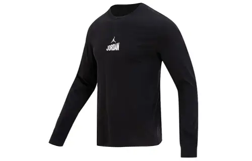 Jordan T Shirts Men's Black Crew Neck Moderate Straight Fit