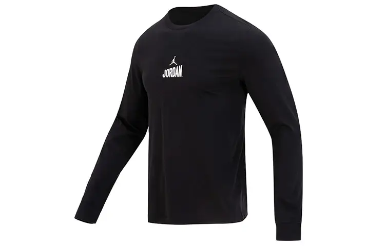 Jordan T Shirts Men's Black Crew Neck Moderate Straight Fit