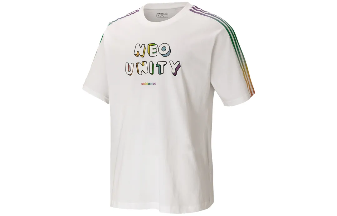 Adidas Neo T Shirts Men's White Crew Neck Moderate Straight Fit