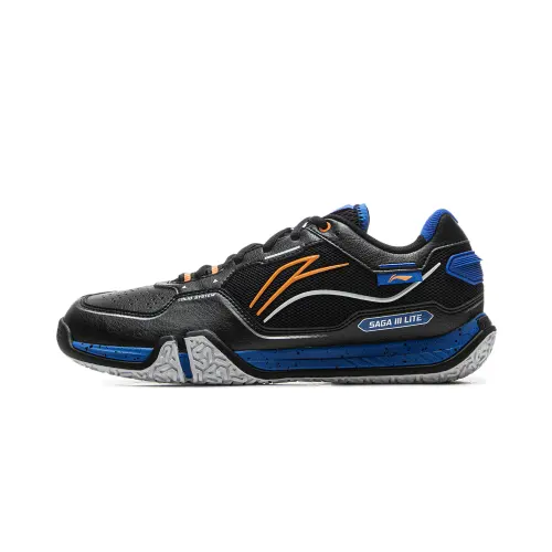 Li Ning Saga 3LITE Cushioning Slip Resistant Support Abrasion Resistant Rebound Low top Badminton Shoes Unisex Black