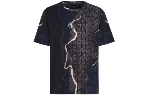 FENDI SS22 Drop Shoulder Sleeve T Shirt Men's Black