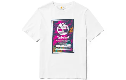 Timberland T Shirts Men's White Crew Neck Moderate Straight Fit