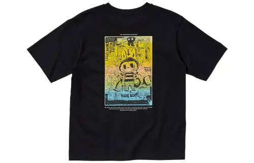 UNIQLO x Pop Mart Crew Neck Fitted Straight Fit Short Sleeved T Shirt Unisex Black