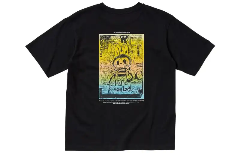 UNIQLO x Pop Mart Crew Neck Fitted Straight Fit Short Sleeved T Shirt Unisex Black