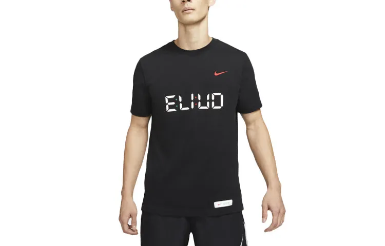 Nike T-Shirts Men's Black Crew Neck Moderate Straight Fit