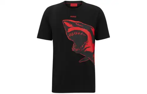 HUGO BOSS Shark, knitted black short sleeve T-shirt