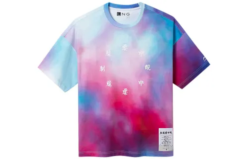 Li Ning LNG T Shirts Men's Multicolor Crew Neck Moderate Straight Fit