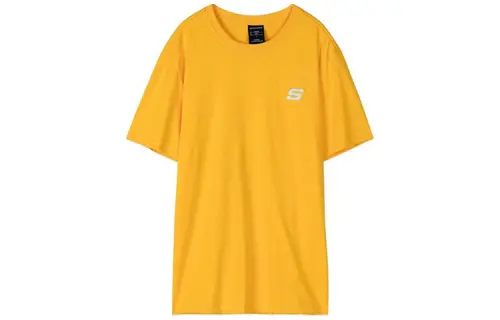 Skechers T Shirts Unisex Yellow Crew Neck Moderate Straight Fit