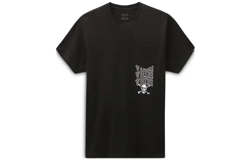 Vans Varsity Pocket T Shirts Men's Black Crew Neck Moderate Straight Fit