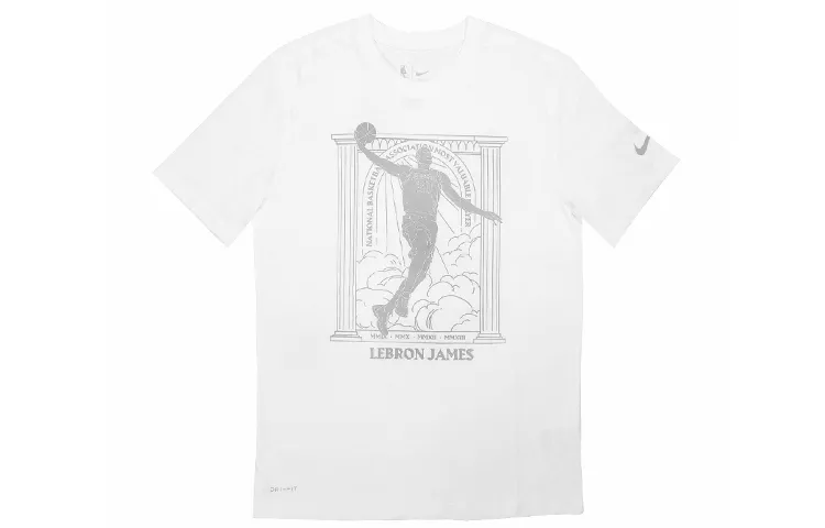 Nike Dri-Fit T-Shirts Men's White Crew Neck Moderate Straight Fit
