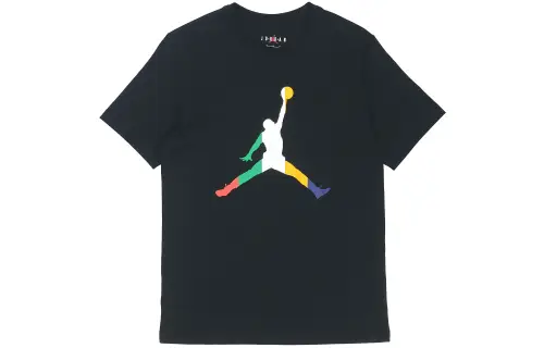 Jordan T Shirts Men's Black Crew Neck Moderate Straight Fit