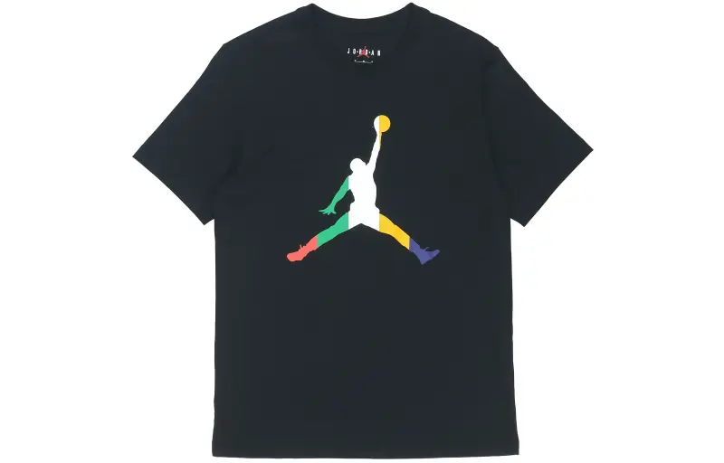 Jordan T Shirts Men's Black Crew Neck Moderate Straight Fit