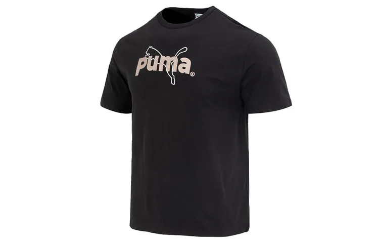 PUMA T-Shirts Men's Black Crew Neck Moderate Straight Fit