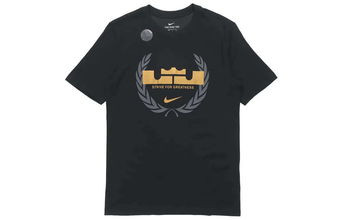 Nike T-Shirts Men's Black Crew Neck Moderate Straight Fit