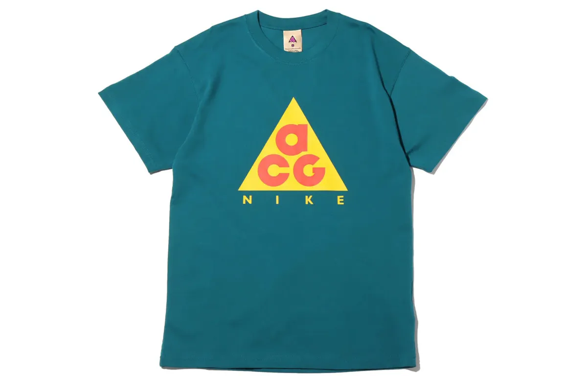 Nike ACG T-Shirts Men's Crystal Blue Crew Neck Moderate Straight Fit