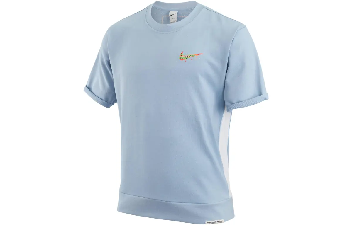 Nike T-Shirts Men's Blue Crew Neck Moderate Straight Fit