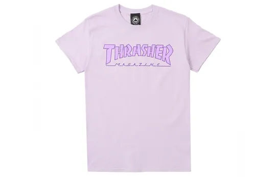 Thrasher T Shirts Unisex Light Purple Crew Neck Moderate Straight Fit