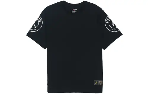 Jordan×PSG T Shirts Men's Black Crew Neck Moderate Straight Fit