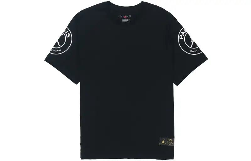 Jordan×PSG T Shirts Men's Black Crew Neck Moderate Straight Fit
